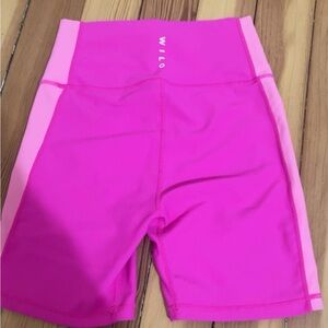 Pink High-Waisted Bike Shorts with Stretchy Fabric